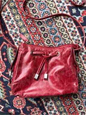 Vintage Red Leather Crossbody Bag | “Santi” Stamped | Y2K Mini Purse